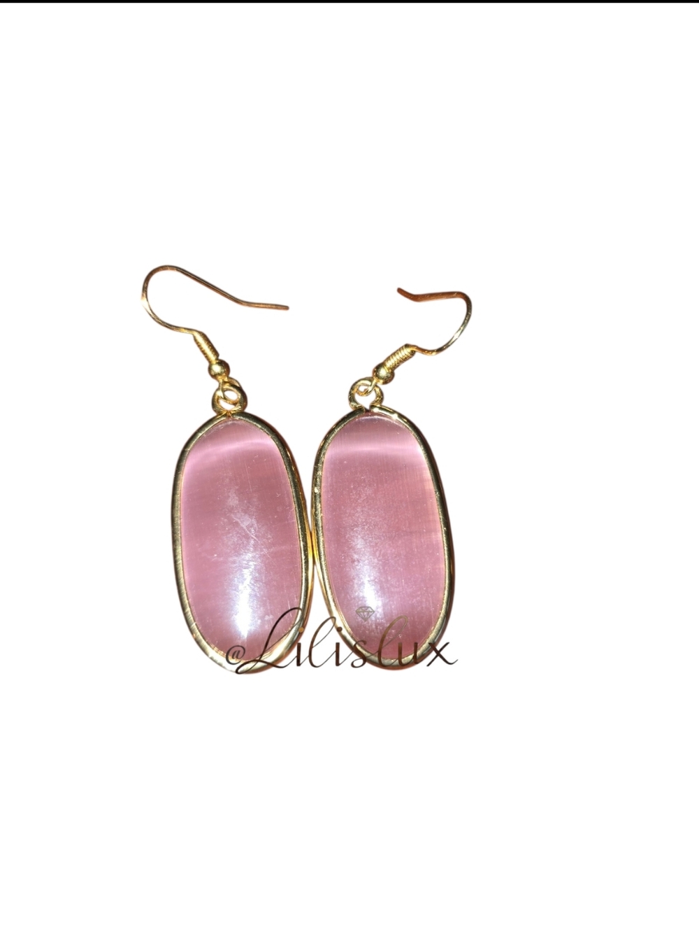 Blush And Gold Dangle Pink Stone Earrings GUC